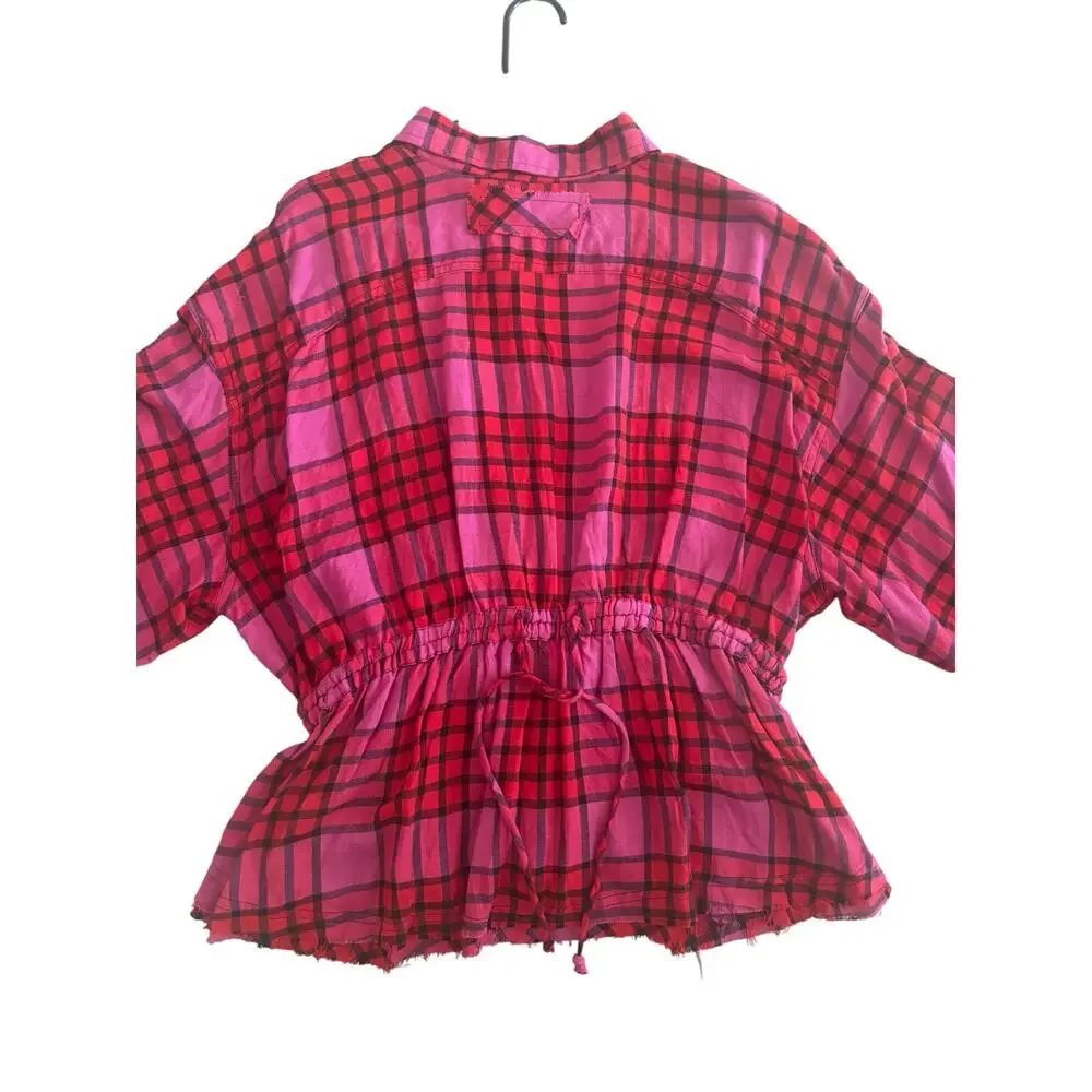 FREE PEOPLE PACIFIC DAWN PLAID SHIRT NWOT SIZE LARGE